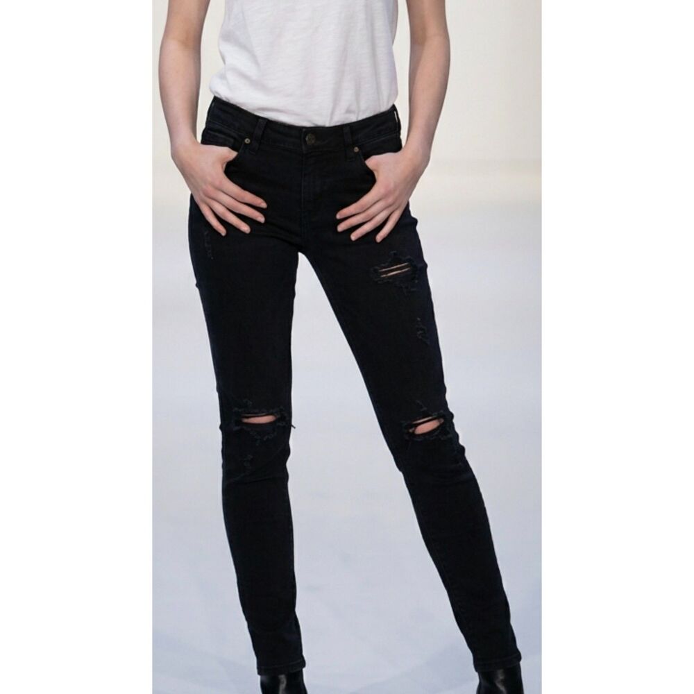 American Eagle Outfitters Women Slim Destressed Jeggings jeans black Size 4